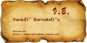 Vankó Barnabás névjegykártya
